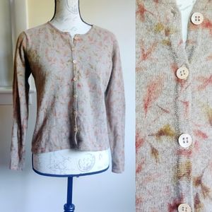 VINTAGE 80s LL BEAN Lambswool Angora Autumn Tan Button Down Cardigan Sweater S